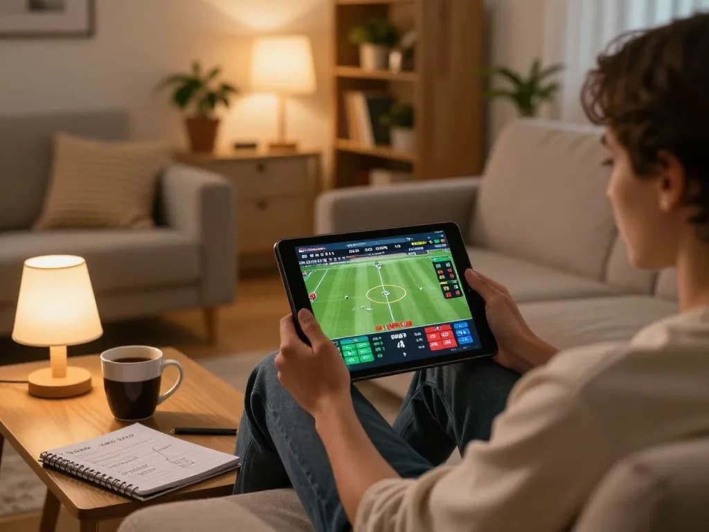 Socolive user actively placing bets on a sports betting app, showcasing a warm and inviting home gaming environment.