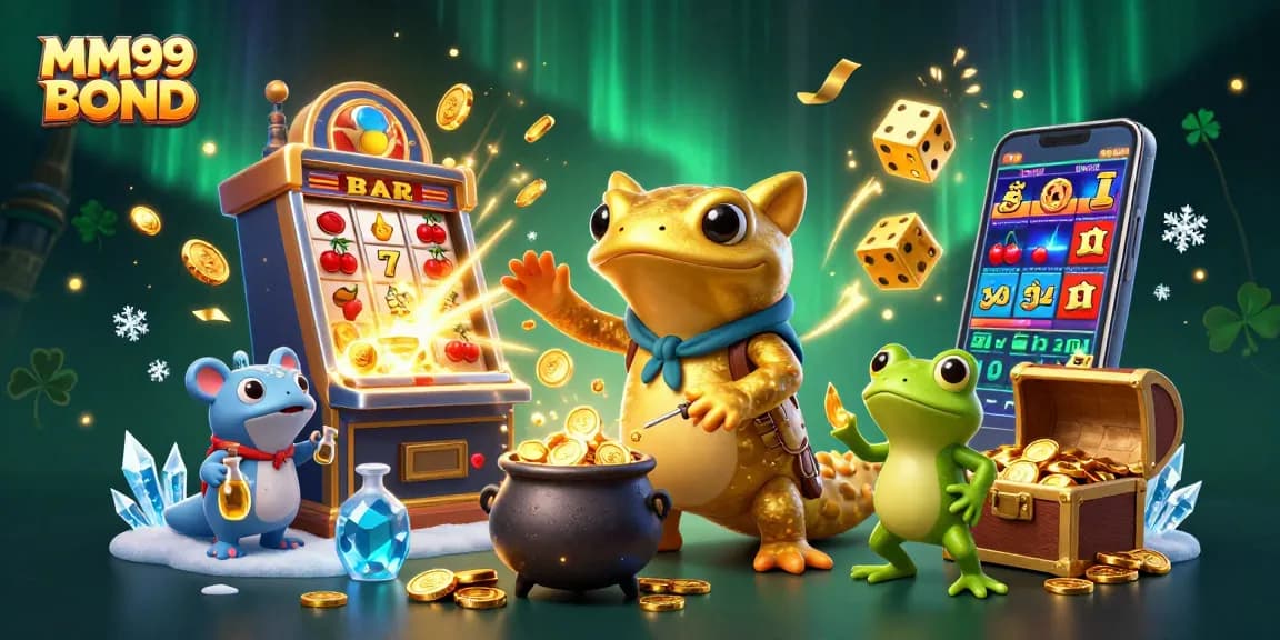 Experience the excitement of MM99 BOND with a golden salamander alchemist and vibrant casino elements.