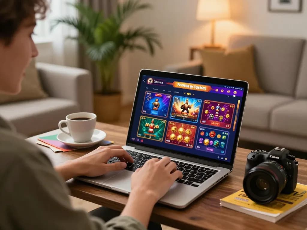 Engaged player exploring lv88seo's online gaming options in a cozy setting.