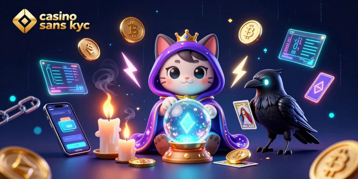 Explorez le thriller du casino sans KYC avec une ambiance mystique et des éléments de crypto-monnaie captivants.
