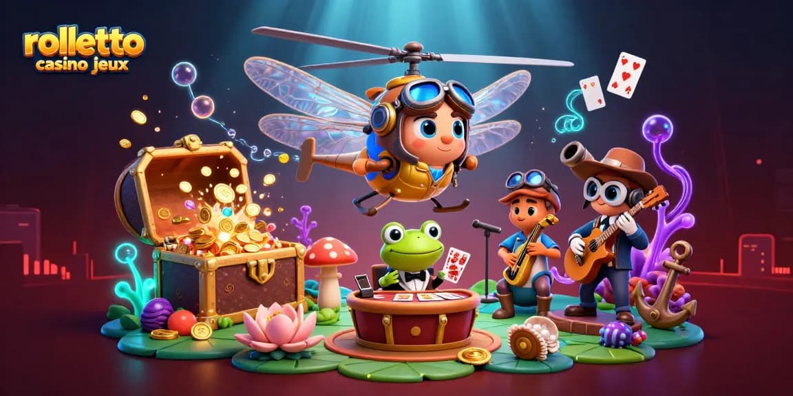 Visualisez les jeux du casino Rolletto en découvrant un dragon volant au-dessus d'un casino aquatique