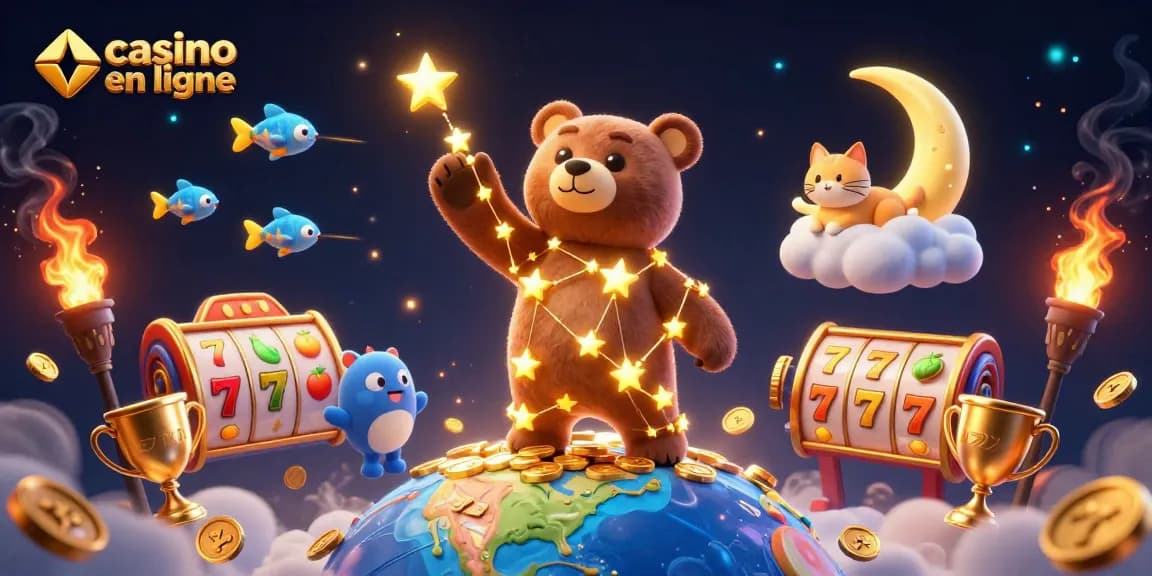 Découvrez un casino en ligne unique avec des personnages 3D captivants, des jackpots scintillants et des étoiles dorées.