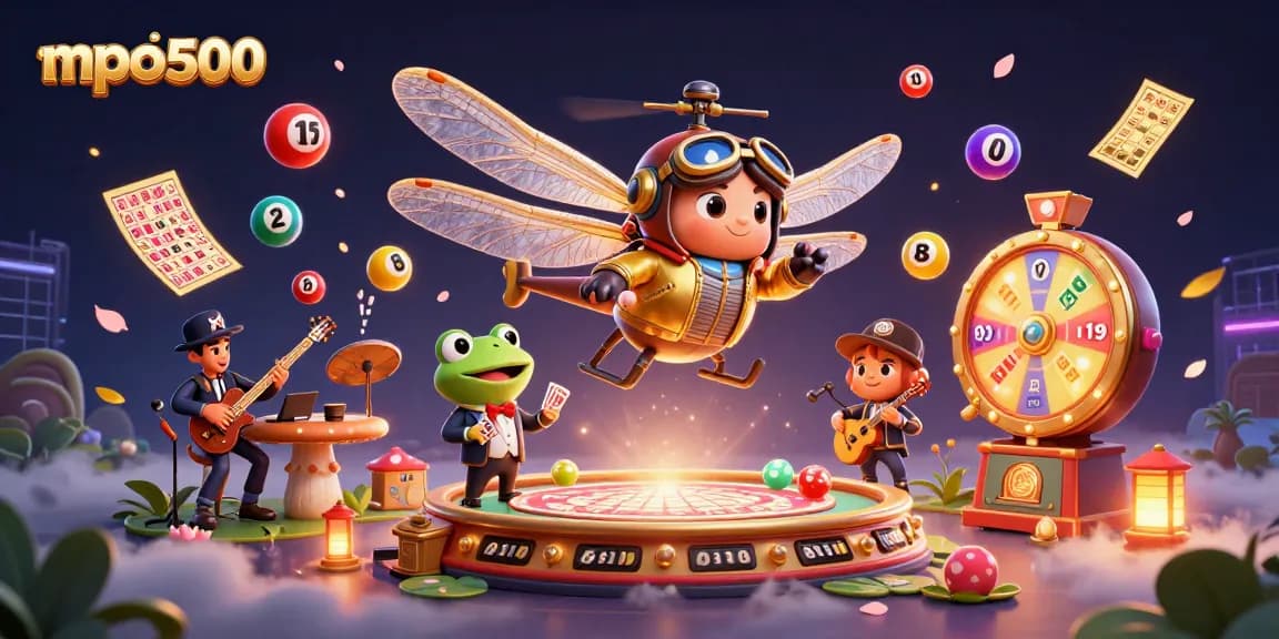 Experience vibrant gameplay at mpo500 with a dragonfly pilot, frog croupier, and jazz band.