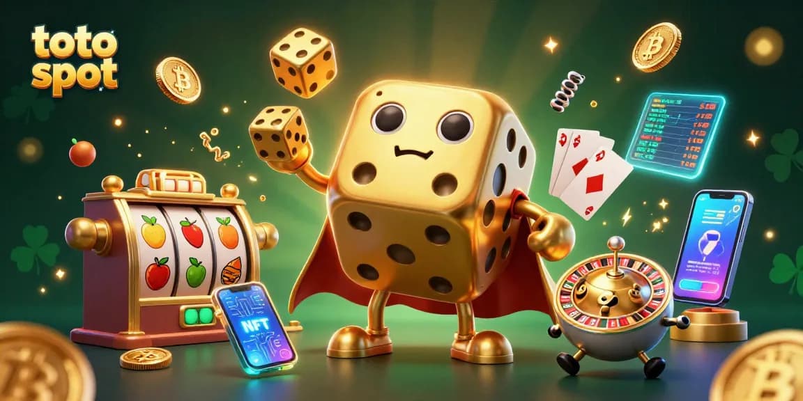 Experience thrilling toto slot action with a golden dice golem, jackpots, and digital currency elements.