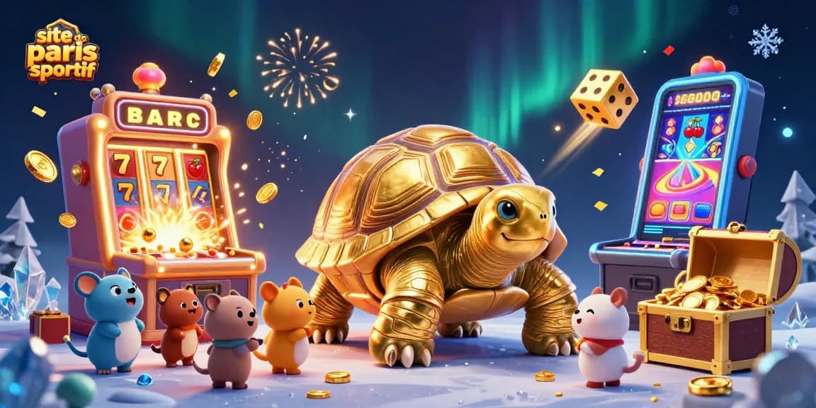 Pariez sur le site de paris sportif avec des tortues joyeuses dans un décor animé