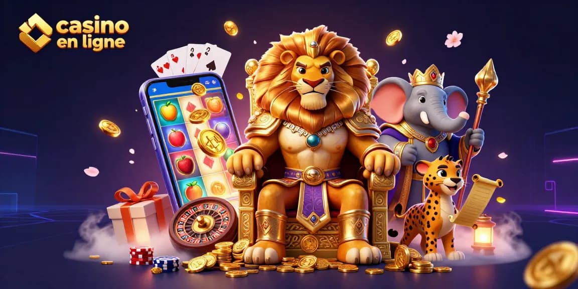 Profitez de l'expérience immersive d'un casino en ligne avec un roi lion majestueux et une ambiance féérique.