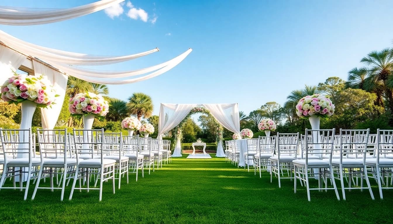 Stunning view of the Best Wedding Venue Jacksonville, featuring elegant outdoor wedding setup.