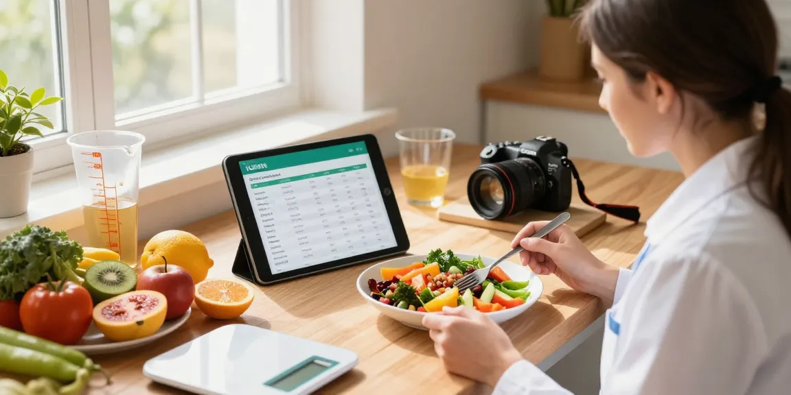 Optimized meal prep scene using the best calorie tracker with fresh ingredients and nutrition advice