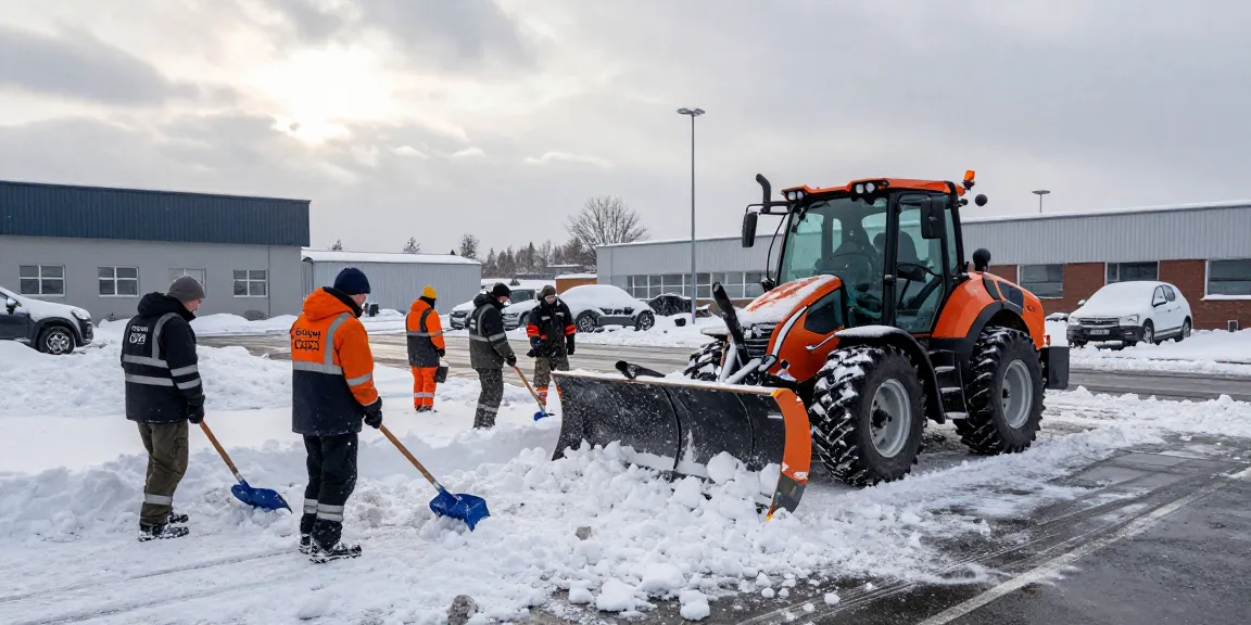 Professioneller Winterdienst Firma Dortmund räumt Schnee von Parkplatz