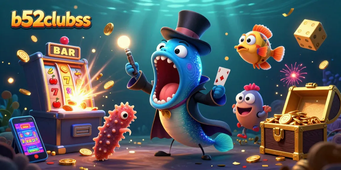 Experience exciting wins at b52clubss with vibrant casino illustration featuring unique underwater characters.