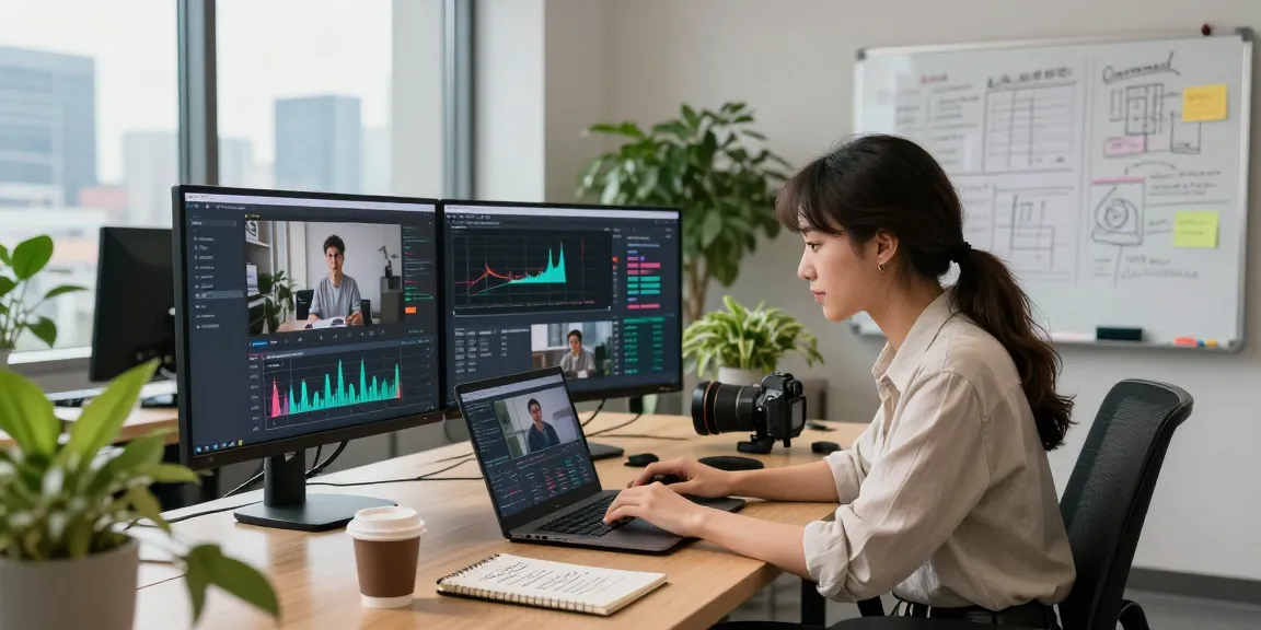 AI video prompt generation in a modern workspace, showcasing detailed analysis and creativity.