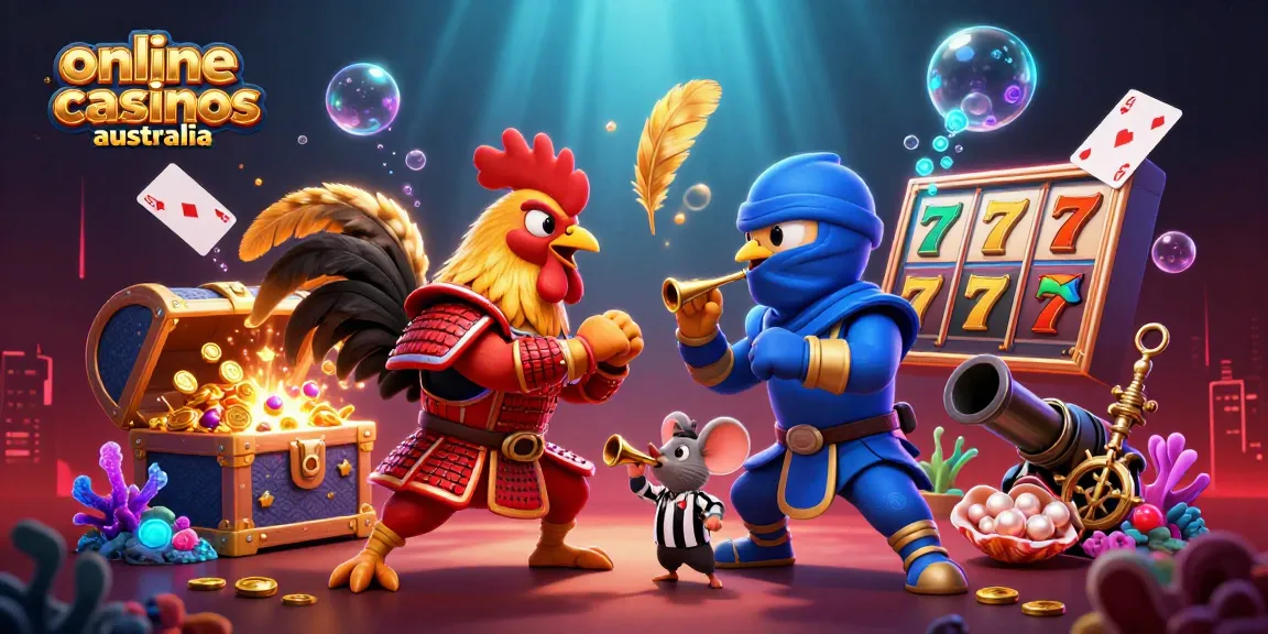 Engage with top online casinos Australia through thrilling standoffs featuring iconic cartoon roosters.