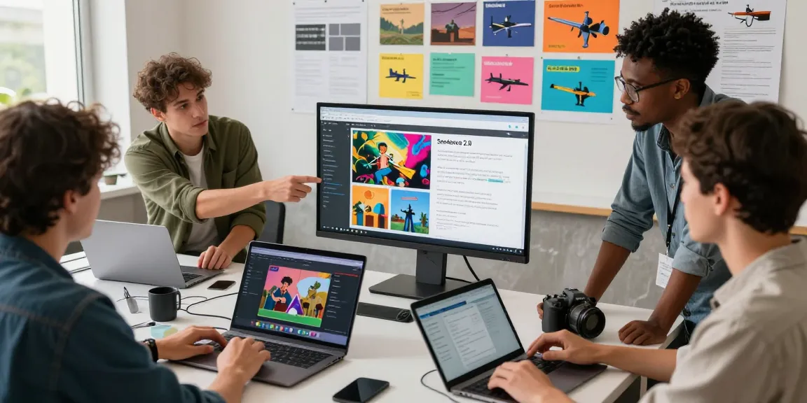 Collaboration in a digital studio using ai seedance 2.0 for creative video projects, highlighting diverse creators engaged in innovative processes.