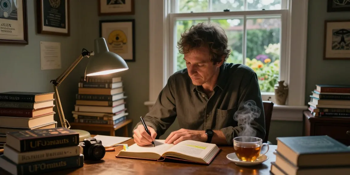 T Allen Greenfield writing in his study with books on spirituality and UFOs, reflecting his narrative style at https://tallengreenfield.com.