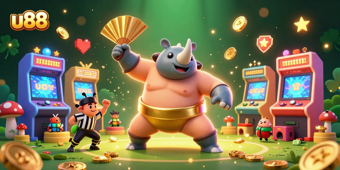Experience thrilling gameplay at u88 with vibrant cartoon characters and exciting casino elements.