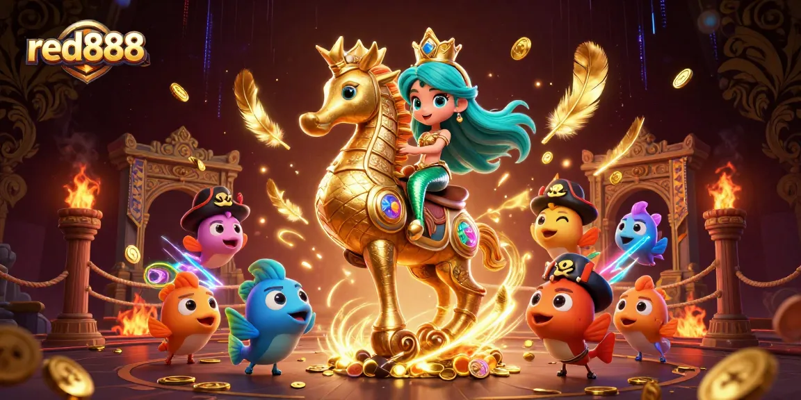 Engage with red888's thrilling casino adventure featuring a mermaid, seahorse, and rich treasures.