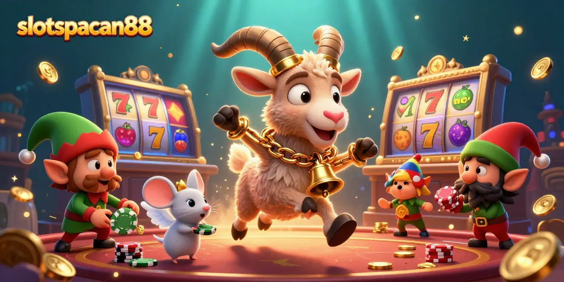 Engage in slot spaceman88 fun with dynamic elements and festive characters in a casino.