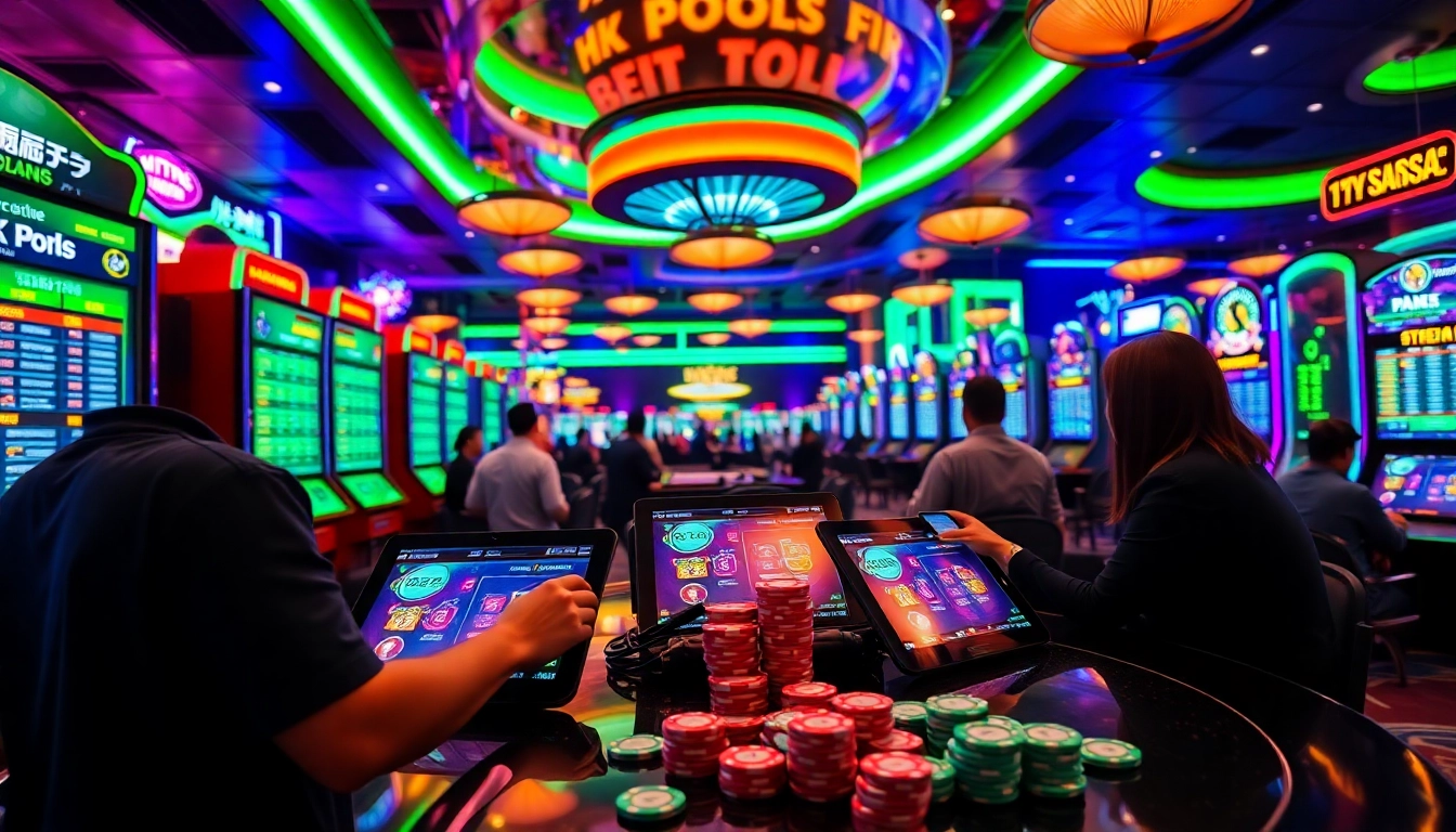 Permainan situs hk pools yang meriah dengan pemain aktif dan layar taruhan menarik.