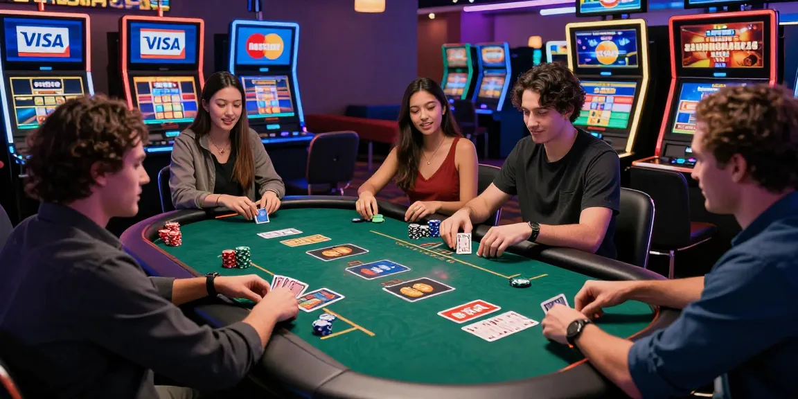 Exciting game scene at credit card casinos UK with players using Visa and Mastercard for gaming