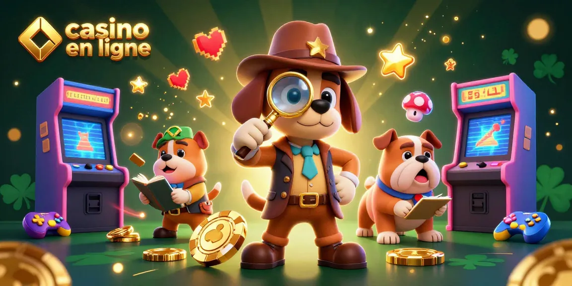 Jouez à des jeux captivants dans un casino en ligne avec une illustration d'animaux détectives.