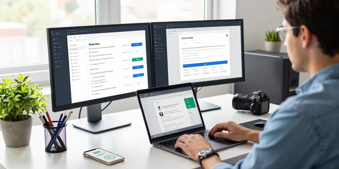 Job seeker monitoring openai jobs on a stylish workspace setup with dual monitors.