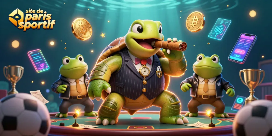 Pariez sur site de paris sportif avec une scène inspirante de tortue et de grenouilles dans un casino.