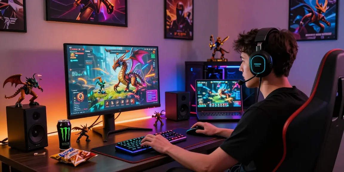 Gamer focused on Nagahitam303 Daftar download interface in a vibrant setting.
