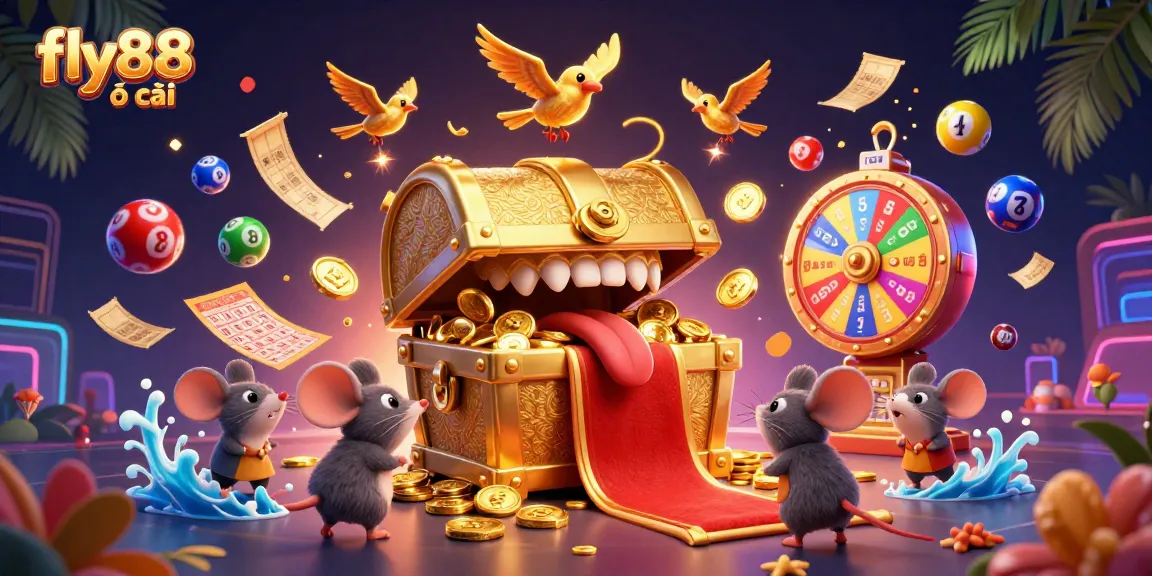 Experience the thrill of fly88 nhà cái with a vibrant scene of adventure, featuring treasures and gaming action.