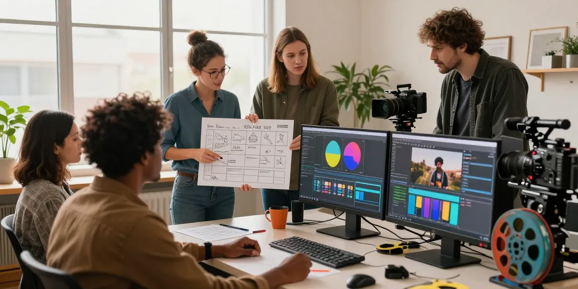 Leading Video Production House in Singapore team collaborating in vibrant studio setting.