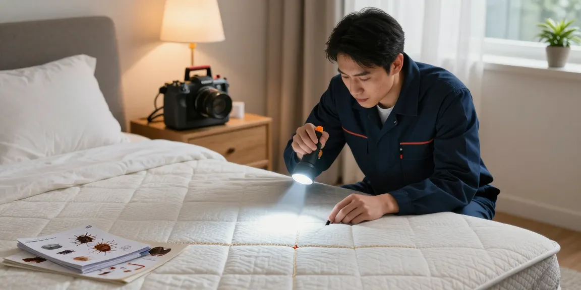 Bed bug exterminators professionally inspecting a bedroom for effective treatments.