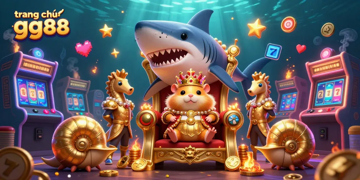 Experience trang chủ gg88's gaming fusion with a golden hamster king amid vibrant casino elements.