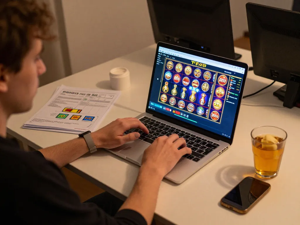 Engaged player experiencing TR88 online slots on a cozy and modern gaming setup