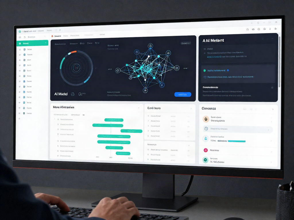 Interface do DeepCine APK revelando recursos de IA e automatização em uma plataforma SaaS