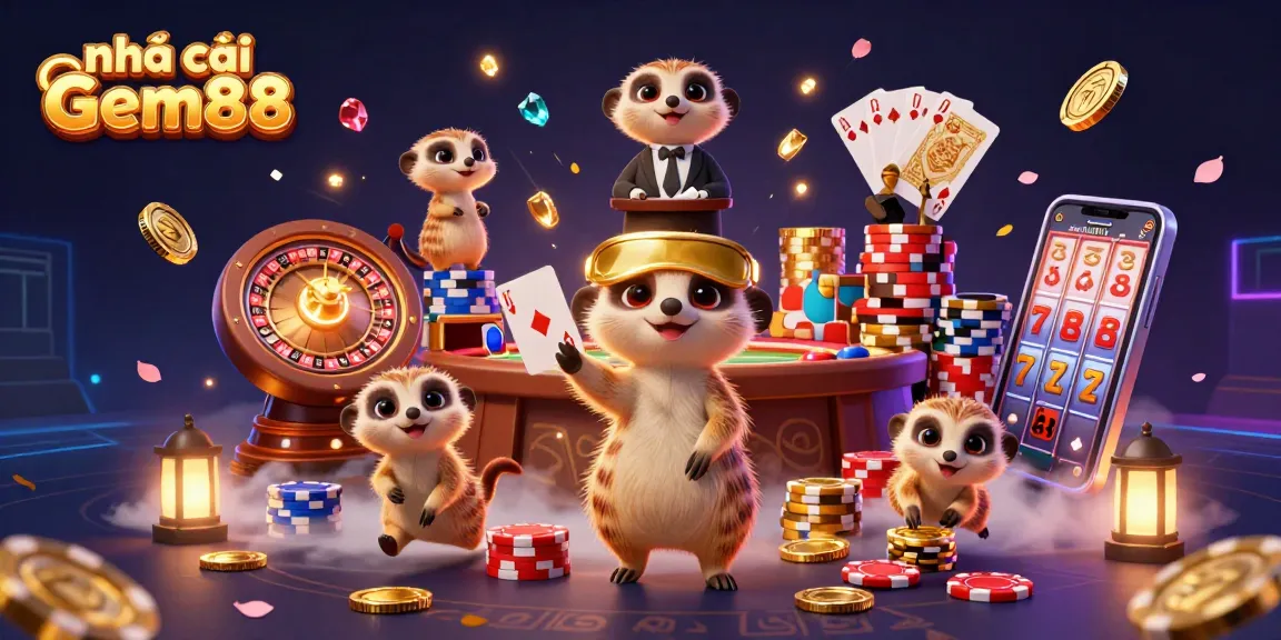 Engage with nhà cái Gem88 as meerkats operate an exciting casino, showcasing high-energy gaming elements.
