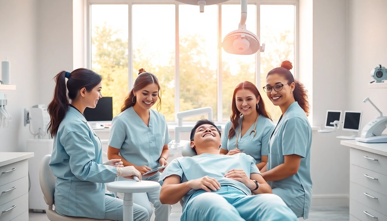 Engaging scene of newsmilelife dental team providing care in a modern clinic environment.