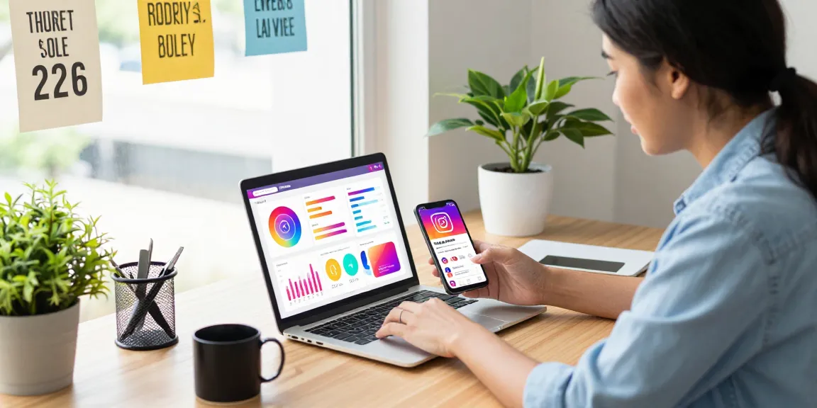 Discover die beste seite um Instagram follower zu kaufen with social media marketing analysis in a bright office setting.