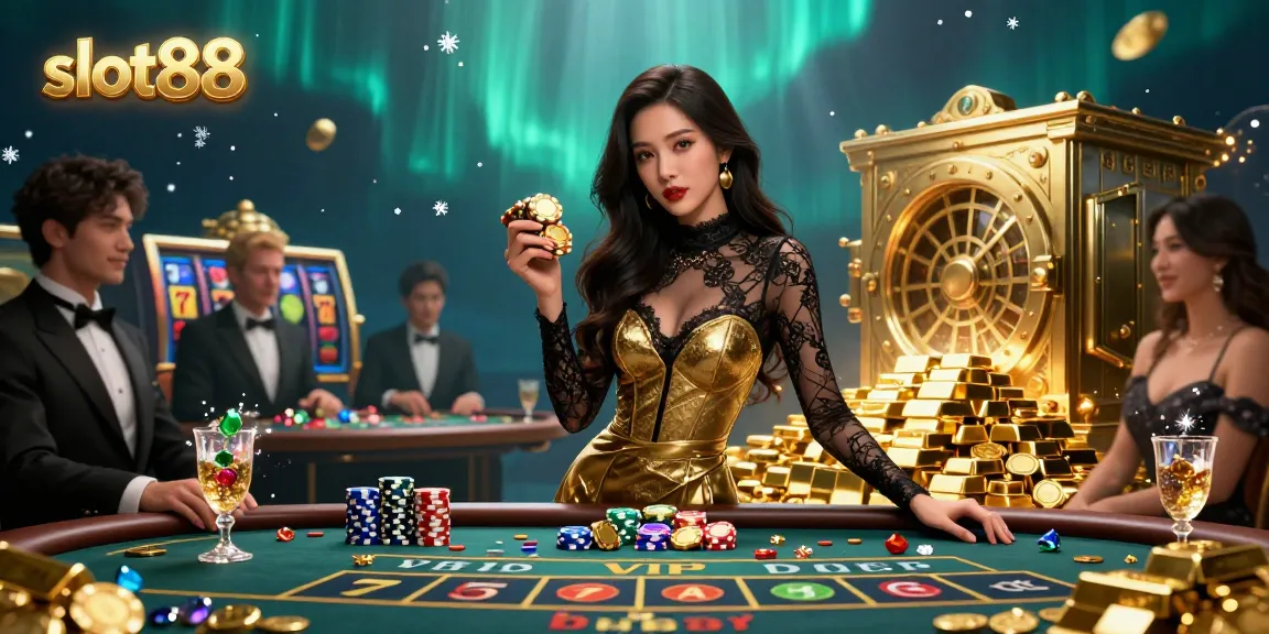 Experience the thrill of slot88 gaming with glamorous visuals of high-stakes baccarat and dazzling casino elements.