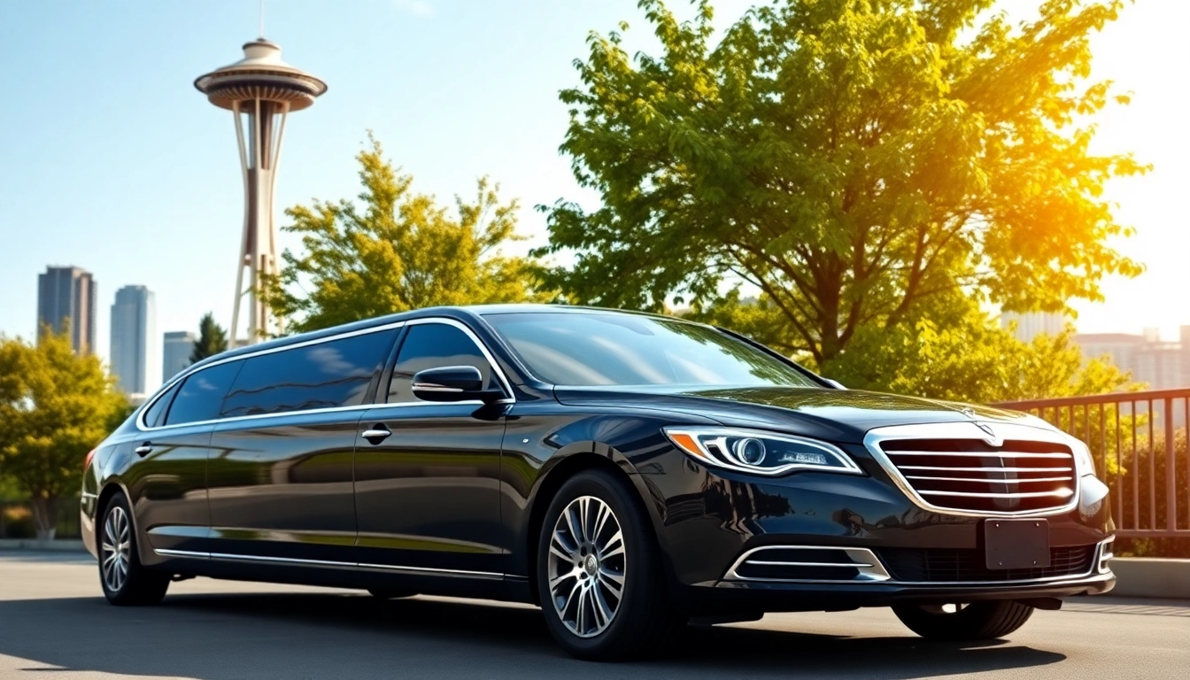 Experience luxurious limo service vancouver to seattle with a high-end vehicle near Seattle's Space Needle.