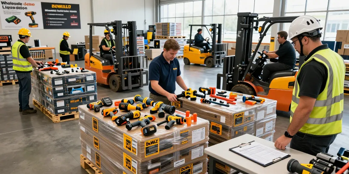 Best Mix DeWalt Tools Pallets (50 Units) | Wholesale Liquidation & Nationwide Shipping process in action in a busy warehouse.