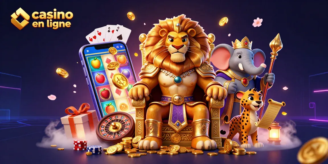 Profitez de l'expérience immersive d'un casino en ligne avec un roi lion majestueux et une ambiance féérique.