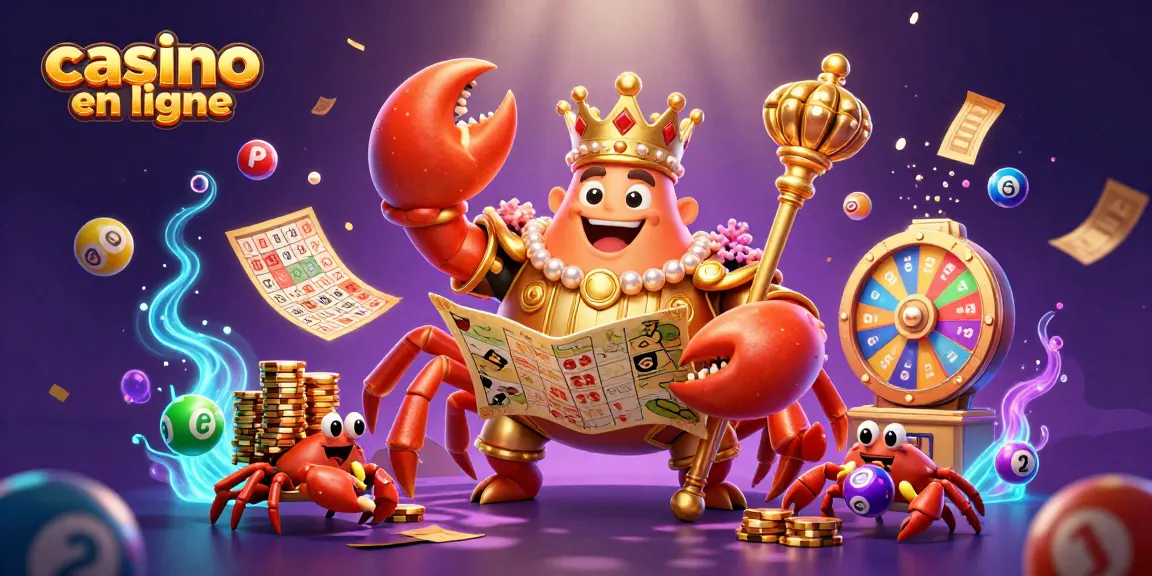 Jouez au casino en ligne avec le roi crabe doré et ses serviteurs sur une carte au trésor.