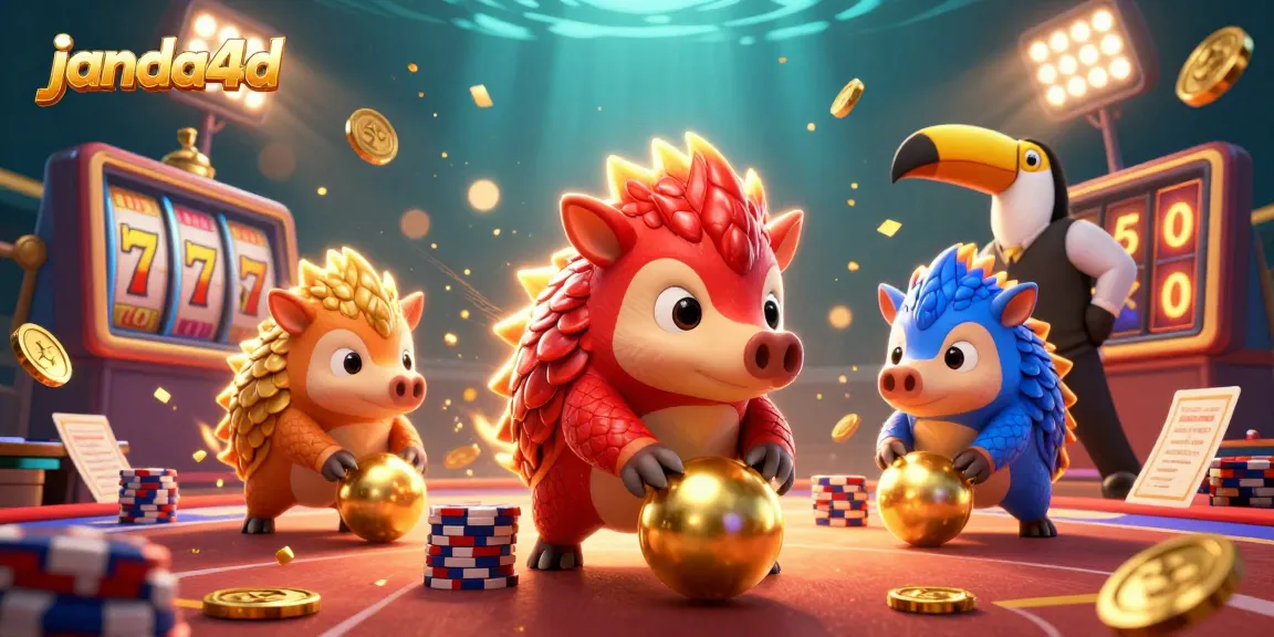 Menangkan permainan slot di janda4d dengan simbol jackpot dan suasana kasino yang menggembirakan.
