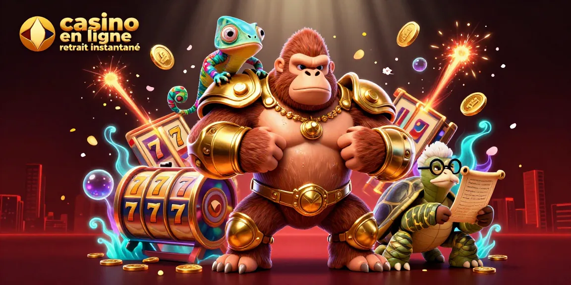Illustration du casino en ligne retrait instantané montrant des personnages 3D gagnant rapidement.