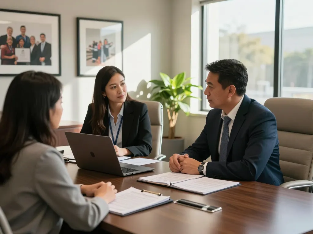 Orlando Personal Injury Lawyer attentively consulting with a client in a modern law office, showcasing professionalism and compassion.