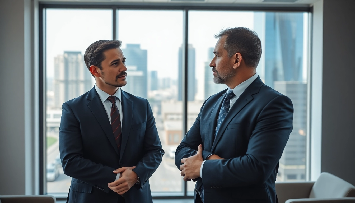 Clearwater truck accident lawyer advises a concerned client in a modern office setting.