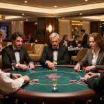 ALO8 VIP gaming area showcasing high-stakes poker, luxury decor, and intense strategy