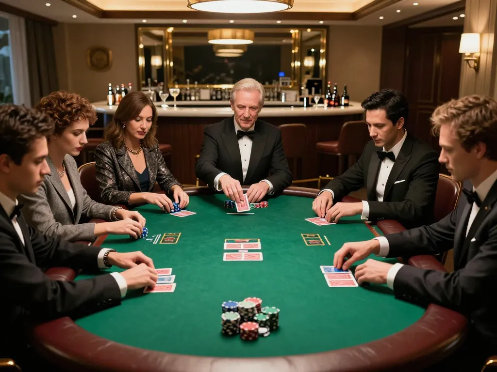 kkwin players engaged in intense poker game in elegant setting