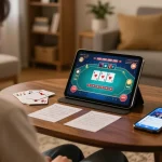 Engaging with gamebaidoithuong8 on tablet, showcasing online poker gameplay