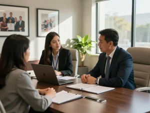 Orlando Personal Injury Lawyer attentively consulting with a client in a modern law office, showcasing professionalism and compassion.