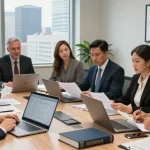 Philadelphia Employment Lawyer consulting with team, showcasing professionalism in a modern office.